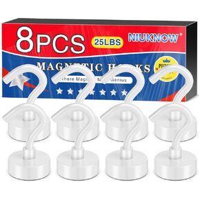 Magnetic Hooks, Heavy Duty Magnets with Hook, Strong Magnetic Hook Heay Duty for Cruise Cabins, Grill, Classroom, Garage (Blue, Pack of 8)