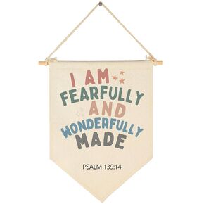 Christian Bible Verses Art-Scripture Flag Sign Gift for Baby Newborn Boys Girls Kids-Banner Wall Decor Gift for Nursery Bedroom Playroom Front Door-Baby Gift Shower-Be Strong and Courageous