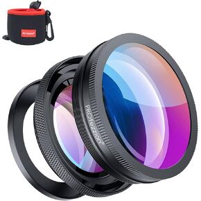 PROfezzion Camera HD 18mm Wide Angle Lens with 10x Macro Portion for Sony ZV-E10 ZVE10 ZV-1F ZV1F A6400 A6300 A6100 A6000 ZV-1 ZV1 RX100 VII VI V Canon G7X Mark II III Camera
