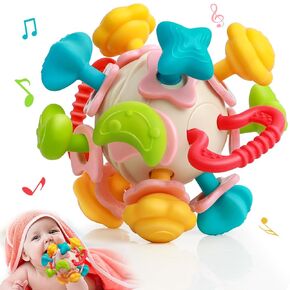 Baby Sensory Teething Toys for 3-6 6-12 Months, Montessori Teethers for Babies 0-6 Months Newborn Infants Development Chew Rattles Toys 0 3 6 9 12 18 Months Gifts for 1 Year Old Girls Boys