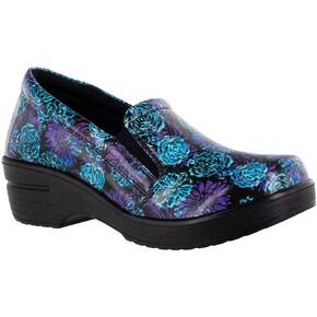 Easy Street womens Leeza Clog, Purple and Blue Batik Patent, 8.5 X-Wide US
