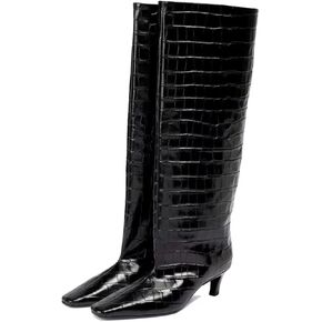 Beauty Cry Knee High Boots Women Square Toe Low Kitten Heel Tall Boots