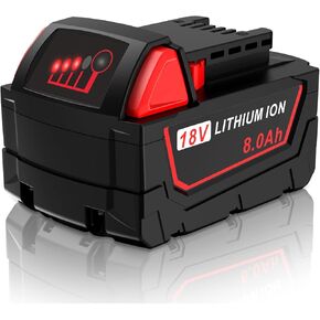18V 8.0Ah Replace for Milwaukee M18 Battery 48-11-1850 48-11-1840 48-11-1852 48-11-1815 Cordless Power Tools Lithium-Ion Battery, 2Pack
