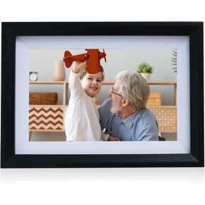 Digital Picture Frame 10.1 Inch 1280x800 IPS Touch Screen HD Display, 16GB Storage Digital Photo Frame with 2.4GHz WiFi, Share Photos Remotely via Frameo APP (Black & White)