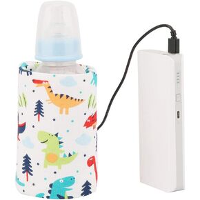 Portable Bottle Keep Warm, USB Travel Milk Heat Keeper, Baby Bottle Keep Warmer for Car Tavel, Storage Cover Insulation Thermostat(Dinosaur, 12)