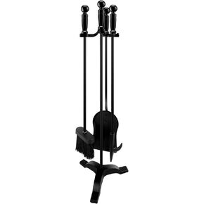 Fireplace Set, cast Iron fire Tools for Fireplace Cleaning Tools Set 4-Piece Fireplace Tool Set with Stand and fire Poker Sets cast Iron fire Tools Indoor Decor Outdoor Use
