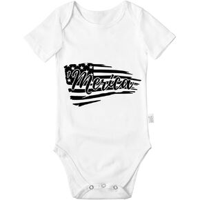 Flag of Merica Bodysuit, Baby Boys Girls Infant Cotton Romper Jumpsuit Outfits Short-Sleeve Toddler 0-24 Months