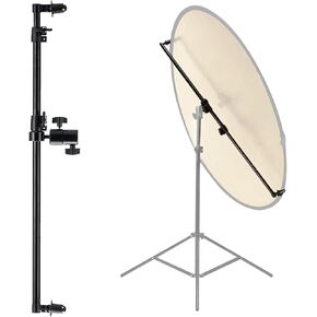 Extendable Reflector Holder Arm, Photo Telescopic 27.9" to 47.2" Boom Arm 360° Swivel Reflector Bracket for Product Portrait Studio Outdoor Photography