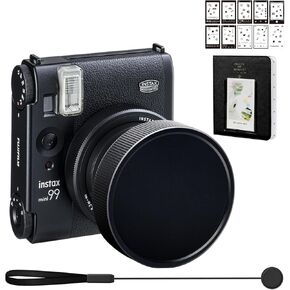 Lens Cap for Fujifilm Instax Mini 99 Instant Camera, Mini Accessories for Fuji Instax Mini 99 Lens Cap, Mini Photo Album, Photo Border Stickers (No Camera) - Black