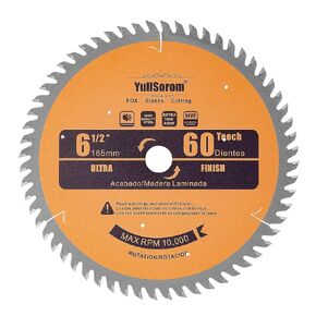 6-1/2-Inch Wood Cutting Circular Saw Blade 60 Tooth Ultra Finish Carbide-Tipped Table Saw Blade with 5/8" Arbor