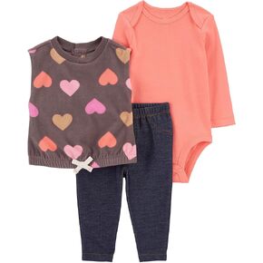 Carter's Baby Girls' 3 Piece Vest Little Jacket Set