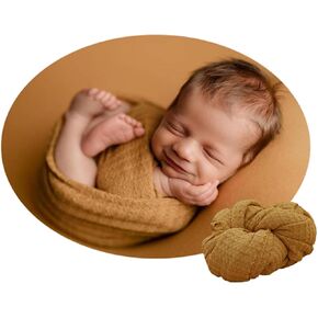 Newborn Photography Props Wraps Baby Photoshoot Infant Photo Posing Texture Knit Fringed Waffle Sweater (Beige-Wrap)