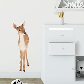 Cute Deer Wall Decal Nursery Animal Fawn Wall Sticker Removable Peel and Stick Waterproof Wall Art Decor Stickers for Kids Baby Classroom Living Room Playing Room Bedroom