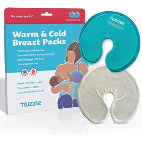 Breast Ice Packs Nursing Essentials and Breast Warmer for Lactation - Clogged Milk Duct and Mastitis Relief - Hot and Cold Breast Therapy Packs - 2 Dual-sided Reusable Soft-touch Microwave Freeze Pads