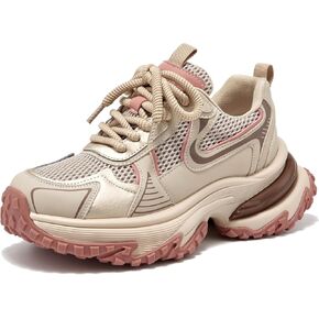 BEAU TODAY Womens Running Shoes, Fashion Road Walking Shoes for Women, Causal Chunky Platform Sneakers Comfortable Arch Support Tennis Sport Shoes