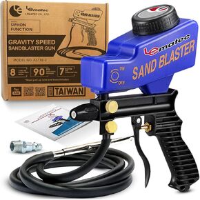 LE Lematec Sand Blaster Gun Kit for Air Compressor with Continuous Blasting; Pneumatic Tool Rust Remover for Metal and Paint Stripper