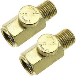 2PCS 1/4 Inch NPT Male to 1/4 Inch NPT Female Pneumatic Brass In Line Air Flow Regulator Valve Air Compressor Tool