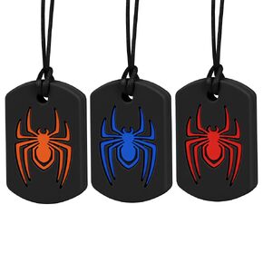 Sensory Chew Necklaces, 3 Pack Silicone Chewy Autism Sensory Teether Toy for Autistic Children Chewing
