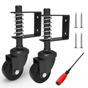 Gate Wheel 2 inch for Wooden Gate ，80 lb Capacity Spring Cushioned Caster Wheel with Suspension and 360 Degree Swivel for Swing Gate Support，Comes with Screws and Screwdriver