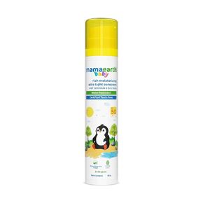 Mamaearth Moisturizing Ultra Light SPF 50 Baby Sunscreen Lotion with PA++++ | Broad Spectrum Protection for 0-10 Years | Water Resistant | with Zinc Oxide | 1.69 Fl Oz/50 ml