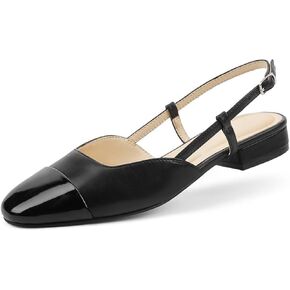 GOSERCE Slingback Flats for Women Square Toe Comfortable Ballet Flats Low Heel Dress Work Office Shoes