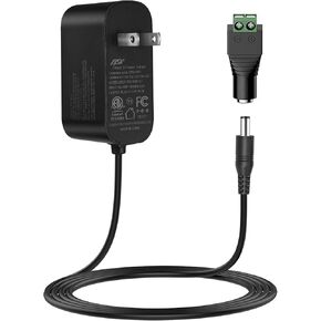 12V 2A Power Supply Adapter, 1.8M 6FT Adapter Power Cord DC Transformer with 5.5mm x 2.1mm Tips for LED Strip Light Security Camera CCTV Camera DVR NVR, 12V 2A 24W Adapter Charger Replacement