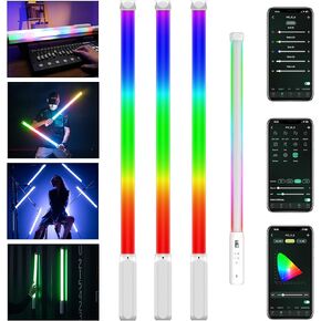 VILTROX P12 3 Pack RGB Light Stick with DMX Control, RGBWY Handheld LED Tube Light Wand with Pixel Light, App Control, 26 Scenes, Built-in Magnet, 2500-8500K, 2500mAh Battery, PD Fast Charging