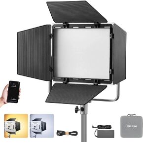 Godox LP400Bi Bicolor LED Video Light with Barndoor, 36W 2800K-6500K 6250Lux LED Panel Light with 11 FX Effects APP Control CRI/TLCI 96+ Dimmable 0-100% Studio Soft Light for Videography