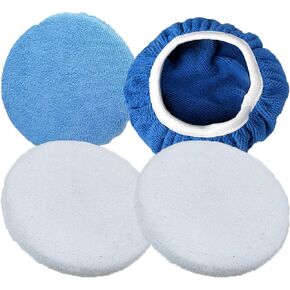 Deluxe Car Polisher Pad Bonnet - Comprehensive 9 to 10 Inch Car Waxing Cloth Set – Coral Fleece Polishing Cloth Set, Premium Buffing Pads for Efficient Auto Body Repair (4 Sets)