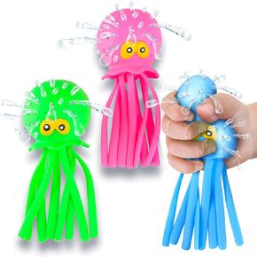 ArtCreativity Octopus Water Balls, Set of 6, Rubber Kids’ Bath Toys, Sensory Stress Relief Pool Toys for Kids, Cute Goodie Bag Fillers for Boys and Girls, Pink, Blue and Green