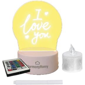 HarmonyHomy - ضوء ليلي ثلاثي الأبعاد - فراغات أكريليك - مصباح أكريليك - قاعدة إضاءة LED - مصباح تصور إبداعي ثلاثي الأبعاد - ضوء LED ثلاثي الأبعاد - مصابيح إضاءة ليلية ثلاثية الأبعاد - فراغات ليزر - مصباح ثلاثي الأبعاد - مصباح ليلي ثلاثي الأبعاد