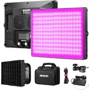 Aputure Amaran P60C RGBWW Full Color Video Panel Light, 60W 2500K-7500K Continuous Output Light Support App Control with Softbox for Photography