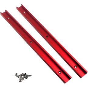 2 Pack 400mm Universal 3/4 Slot T-Track Double-Cut Profile Aluminum T-Track with Predrilled Mounting Holes and Screws, 30 Type T Track for Woodworking and Clamps,Router Table, (Red)