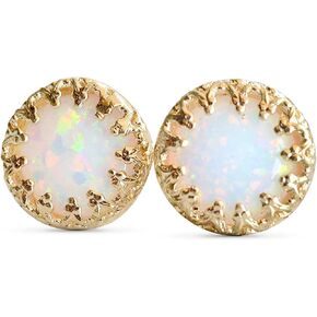 Gold Jade Earrings Light Green stone Stud 14k Gold Filled Crown Jewelry Set for women