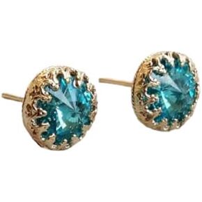 Gold Jade Earrings Light Green stone Stud 14k Gold Filled Crown Jewelry Set for women