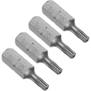 Torx Screwdriver Bits, 1/4" Hex Shank 25mm Long T15, Magnetic Screwdrivers Bit - (Applications: for Car Maintenance), 4-Pieces