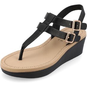 Journee Womens Strappy Platform Flip Flop Buckle Ankle Strap Bianca Tru Comfort Wedge Heel Sandal