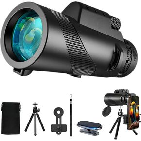 80X100 Monocular Telescope High Power with Smartphone Holder & Tripod, High Definition Larger Vision Monocular for Adults for Bird Watching Hiking Camping
