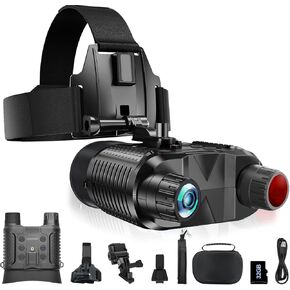 Night Vision Goggles Head Mounted, Night Vision Binoculars for Adults, Rechargeable Digital Infrared Night Vision Binoculars 1312FT with Head Strap &32GB Card for Hunting