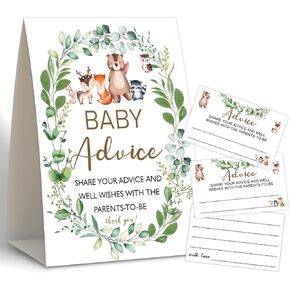 Jungle Animal Baby Shower Advice Cards for Parents To Be,Baby Advice Cards for Baby Shower,Baby Shower Guest Book,Baby Predictions And Advice Cards,50 Advice Cards & 1 Sign -2