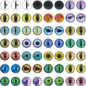 Julie Wang 20 Pairs Sew On Eyes for Amigurumi Stuffed Plush Toys Glass Dragon Lizard Frog Eyes Round Domed Buttons