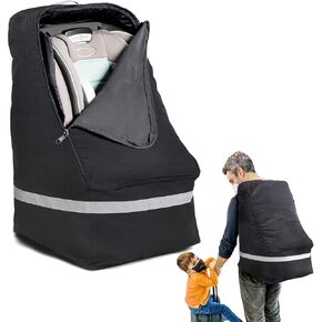 Hynec Tech Car Seat Bags for Travel - Car Seat Travel Bag - Airport Gate Check + Padded Backpacks - Robust Carseat Carrier Bag in Black - Car seat travel cart makes airport navigation easy