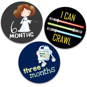 Silly Goose Gifts Darling Character Themed Baby Milestone Stickers - Perfect Growth Chart, Shower Registry Gift for Boys Girls Monthly Scrapbook Keepsake Photo Prop Set of 18 Stickers (Galaxy Set)