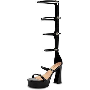 Gladiator Platform Heels for Women, Womens High Heel Strappy Sandals Chunky Block Heel, Sexy Zipper Platform Heels with Adjustable Straps, Dressy Heels Wedding Shoes Trendy