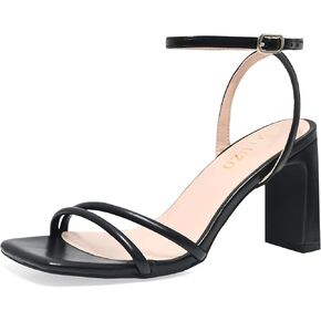 Women's Heeled Sandals Square Open Toe High Heels for Women Crossed Ankle Strap Heeled Sandal Shoes for Party Wedding Dress