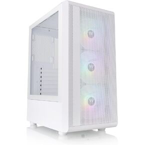 Thermaltake View 200 TG Snow ARGB Motherboard Sync ATX Tempered Glass Mid Tower Computer Case with 3x120mm Front ARGB Fan, CA-1X3-00M6WN-00
