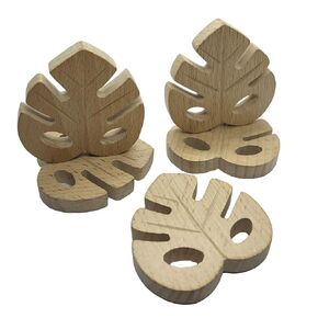 5pcs Lovely Cartoon Wood Leaf Pure Natural Animal Shape Beech Wooden Handmade DIY Necklace Pendant (5pcs)