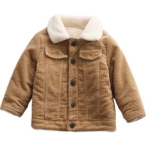 Moru Toddler Boy Winter Corduroy Jacket Baby Girl Fall Sherpa Lined Outwear Coat