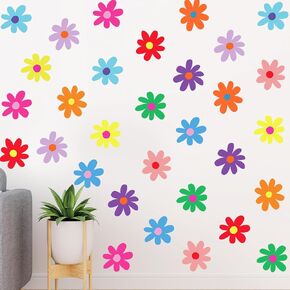 BBTO Daisy Wall Decal Flower Vinyl Wall Decals Daisy Decals Floral Decals Peel and Stick Daisy Stickers for Kids Nursery Wall Art Bedroom Living Room (White)
