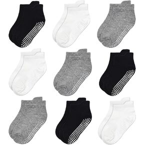 Tphon Non Slip Baby Toddler Ankle Socks with Grippers Non Skid Grip Boys Kids Socks Low Cut Infant Babies Socks for Boy Girls
